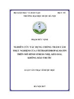 Nghiên cứu tác dụng chống trầm cảm thực nghiệm của l tetrahydropalmatin trên mô hình stress nhẹ, kéo dài không báo trước 
