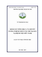 Khảo sát nồng độ CA 72 4 huyết tương ở bệnh nhân ung thư dạ dày tại bệnh viện hữu nghị 