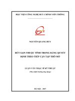 Rút gọn thuộc tính trong bảng quyết định theo tiếp cận tập thô mờ (LV thạc sĩ)