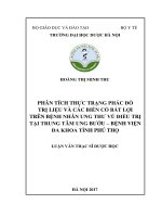 Phân tích thực trạng phác đồ trị liệu và các biến cố bất lợi trên bệnh nhân ung thư vú điều trị tại trung tâm ung bướu   bệnh viện đa khoa tỉnh phú thọ 