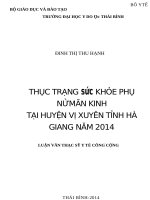 Thực trạng sức khoẻ phụ nữ mãn kinh tại huyện vị xuyên tỉnh hà giang năm 2014 
