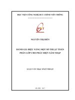 Đánh giá hiệu năng một số thuật toán  phân lớp cho phát hiện xâm nhập (LV thạc sĩ)