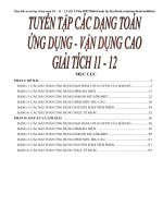 tuyển tập các dạng toán ứng dụng, vận dụng cao giải tích 11, 12 có đáp án