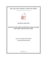Dự đoán giới tính người dùng mạng xã hội dựa trên nội dung bài viết (LV thạc sĩ)