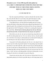 LỰA CHỌN VÀ PHỐI hợp một số PHƯƠNG PHÁP GIÚP HỌC SINH HỌC TÍCH cực một số BÀI TRONG CHƯƠNG 