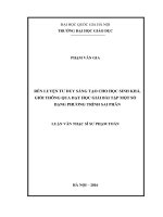 Rèn luyện tư duy sáng tạo cho học sinh khá, giỏi thông qua dạy học giải bài tập một số dạng phương trình sai phân 
