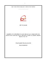 Nghiên cứu mô hình và giải thuật lựa chọn đối tác tiềm năng cho bài toán thương lượng tự động trong hệ đa tác tử (tt)