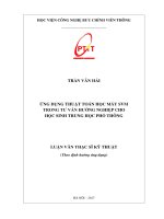 Ứng dụng thuật toán học máy svm trong tư vấn hướng nghiệp cho học sinh trung học phổ thôn (LV thạc sĩ)