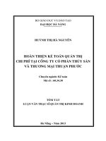 HOÀN THIỆN KẾ TOÁN QUẢN TRỊ CHI PHÍ TẠI CÔNG TY CỔ PHẦN THỦY SẢN VÀ THƯƠNG MẠI THUẬN PHƯỚC
