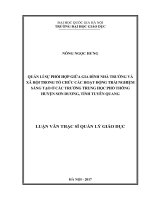Quản lí sự phối hợp giữa gia đình, nhà trường và xã hội trong tổ chức các hoạt động trải nghiệm sáng tạo ở các trường trung học phổ thông huyện sơn dương, tỉnh tuyên quang 
