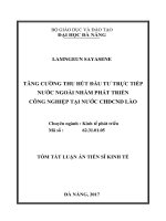 Tăng cường thu hút đầu tư trực tiếp nước ngoài nhằm phát triển công nghiệp tại nước CHDCND lào 