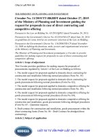 Circular No. 11 2015 TT-BKHDT guiding the request for proposals in case of direct contracting and competitive offering
