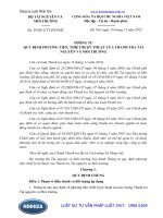 Thông tư số: 29 2012 TT-BTNMT quy định phương tiện, thiết bị kỹ thuật của Thanh tra Tài nguyên và Môi trường năm 2012.