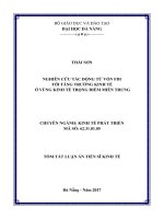 Nghiên cứu tác động từ vốn FDI tới tăng trưởng kinh tế ở vùng kinh tế trọng điểm miền trung 