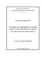 Tác động của biến động tỷ giá hối đoái và thu nhập đến xuất khẩu của mỹ sang các nước châu á 