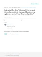 ĐÁNH GIÁ HIỆN TRẠNG VÀ TIỀM NĂNG KHAI THÁC CÂY DƯỢC LIỆU VÙNG RỪNG NGẬP MẶN HUYỆN ĐÔNG HẢI, TỈNH BẠC LIÊU