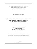 POVERTY OF THE ELDERLY IN DANANG CITY IMPACT FACTORS AND ROLE OF CASH ASSISTANCE PROGRAM 