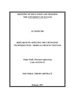 RESEARCH ON APPLYING THE CRYOGENIC TECHNIQUE INTO MEDICAL FIELD IN VIETNAM 