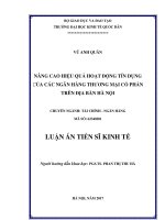 Nâng cao hiệu quả hoạt động tín dụng của các Ngân hàng Thương mại cổ phần (TMCP) trên địa bàn thành phố Hà nội