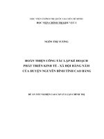 Hoàn thiện công tác lập kế hoạch phát triển KT – XH hàng năm của huyện nguyên bình, tỉnh cao bằng