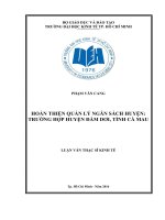 Hoàn thiện quản lý ngân sách huyệntrường hợp huyện đầm dơi, tỉnh cà mau 