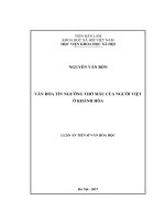Văn hóa tín ngưỡng thờ Mẫu của người Việt ở Khánh Hòa (LA tiến sĩ)