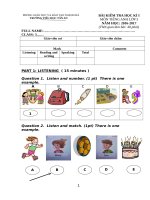 Bài tập kiểm tra tiếng anh 3 ki 1