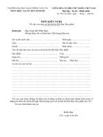 Mẫu đơn kiến nghị xem xét lại bài thi Kết thúc Học Phần