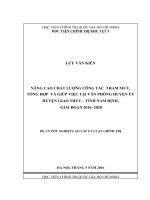 Nâng cao chất lượng công tác tham mưu, tổng hợp và giúp việc của văn phòng huyện ủy giao thủy, giai đoạn 2016 2020