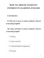 HOW TO AROUSE STUDENTS’ INTEREST  IN LEARNING ENGLISH 