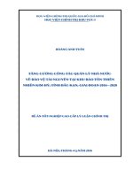 Tăng cường công tác quản lý nhà nước về bảo vệ tài nguyên tại khu bảo tồn thiên nhiên kim hỷ, tỉnh bắc kạn, giai đoạn 2016   2020