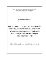 Nâng cao chất lượng thực hành quyền công tố, kiểm sát điều tra các vụ án hình sự của viện kiểm sát nhân dân  huyện trực ninh, tỉnh nam đinh giai đoạn 2016 – 2020