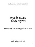 69 bài toán ứng dụng trong đề thi THPT Quốc gia 2017  Nguyễn Phú Khánh  File word