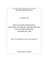 Nâng cao chất lượng quản lý hoạt động vui chơi, học tập cho thiếu nhi tại cung thiếu nhi hà nội giai đoạn 2016   2020
