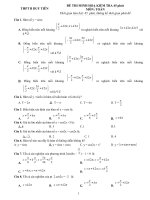 Đề kiểm tra Đại số và Giải tích 11 chương 1 (Lượng giác) trường THPT B Duy Tiên - Hà Nam - TOANMATH.com
