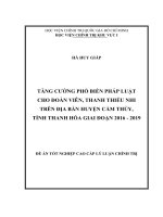 Tăng cường phổ biến pháp luật cho đoàn viên, thanh thiếu nhi trên địa bàn huyện cẩm thủy, tỉnh thanh hóa  giai đoạn 2016   2019