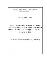 Nâng cao hiệu quả quản lý nhà nước về công tác quản lý lao động nước ngoài trong các khu công nghiệp bắc ninh, giai đoạn 2016 2020
