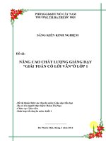 skkn NÂNG CAO CHẤT LƯỢNG GIẢNG dạy GIẢI TOÁN có lời văn” ở lớp môt 