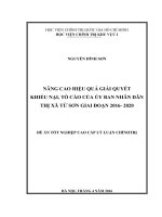 Nâng cao hiệu quả giải quyết khiếu nại, tố cáo của ủy ban nhân dân thị xã từ sơn, tỉnh bắc ninh, giai đoạn 2016 2020 0