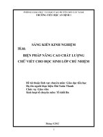 skkn một số BIỆN PHÁP NÂNG CAO CHẤT LƯỢNG CHỮ VIẾT CHO học SINH lớp CHỦ NHIỆM  