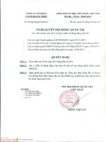 Nghị quyết HĐQT: chi trả cổ tức năm 2015 và lấy ý kiến cổ đông bằng văn bản NQ03 HĐQT