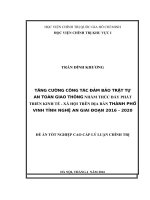 Tăng cường công tác đảm bảo trật tự an toàn giao thông nhằm thúc đẩy phát triển kinh tế   xã hội trên địa bàn TP vinh tỉnh nghệ an giai đoạn 2016   2020