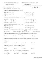 Đề thi HK2 Toán 12 năm học 2016 - 2017 trường THPT Kim Liên - Hà Nội - TOANMATH.com