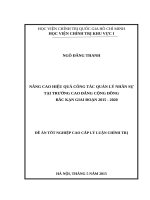 Nâng cao hiệu quả quản lý nhân sự tại trường Cao đẳng Cộng đồng Bắc Kạn giai đoạn 20152020