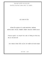 TÍNH ổn ĐỊNH của hệ PHƯƠNG TRÌNH ĐỘNG học NGẪU NHIÊN TRÊN THANG THỜI GIAN TT 