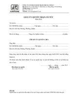 MẪU GIẤY ỦY QUYỀN NHẬN CỔ TỨC NĂM 2014|Công ty Cổ phần Dược phẩm Trung Ương 3 - FORIPHARM