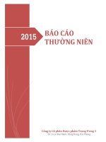 Báo cáo thường niên 2015|Công ty Cổ phần Dược phẩm Trung Ương 3 - FORIPHARM