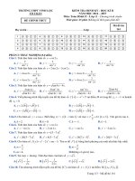 Đề kiểm tra Đại số và Giải tích 11 chương 5 (Đạo hàm) trường THPT Vinh Lộc - TT. Huế - TOANMATH.com