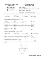 Đề thi HK1 Toán 12 năm học 2016 - 2017 sở GD và ĐT Tiền Giang - TOANMATH.com