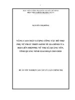 NÂNG CAO CHẤT LƯỢNG CÔNG TÁC HỖ TRỢ  PHỤ NỮ PHÁT TRIỂN KINH TẾ GIA ĐÌNH CỦA  HỘI LIÊN HIỆP PHỤ NỮ THỊ XÃ QUẢNG YÊN,  TỈNH QUẢNG NINH GIAI ĐOẠN 20152020
